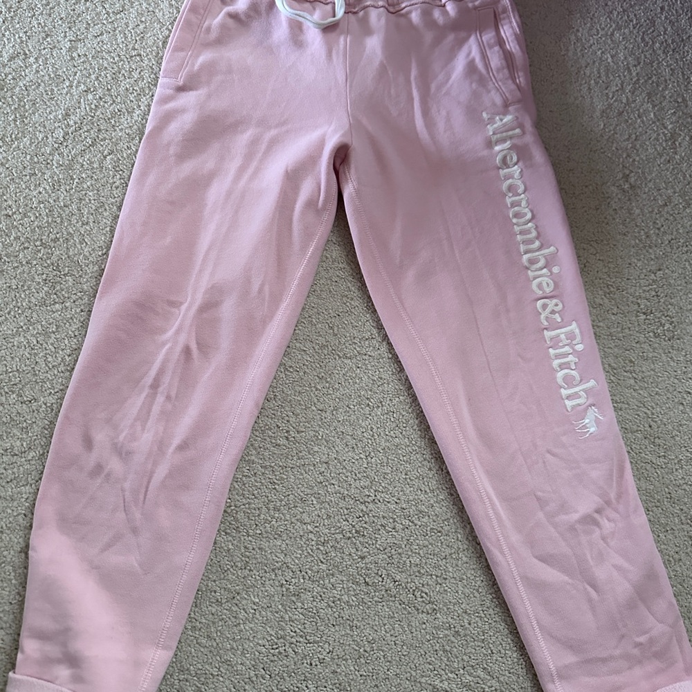 Abercrombie & Fitch Light Pink Cropped Logo Joggers